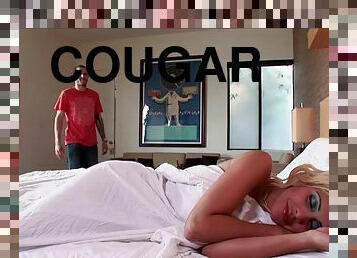 Sleeping cougar gets woke up and fucked hard by her man