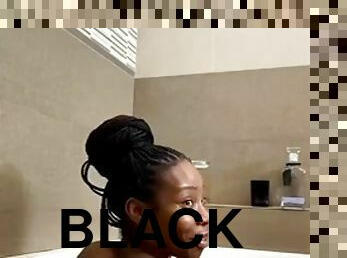 Thick black girl in shower