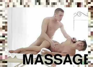 junge, massage, raue