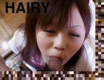 Asari Shirahama gets banged in hairy cunt after sucking off cock