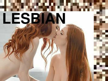 My Girlfriend's Secret Girlfriend - Redheads Scarlett Mae and Aria Carson sharing cock after lesbian pussy licking