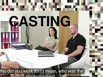 Casting agent in trio with cocksucking couple