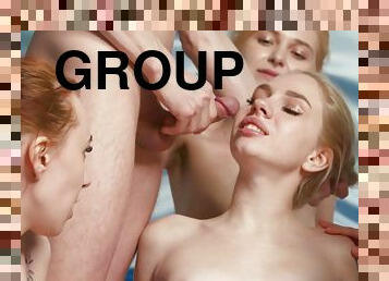 Sexy nude females wait their turn with this dick in generous group sex scenes