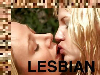 Blonde lesbians having a sensual time together