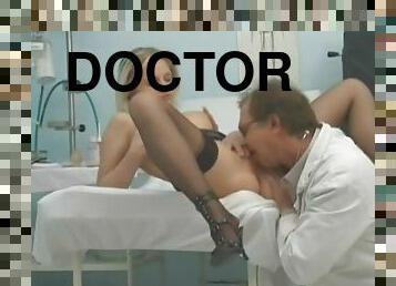 Doctor examines her pussy and tits and fucks her