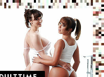 ADULT TIME - Racked MILF Lexi Luna Tribs With Stacked Latina Jenna Sativa In The Bathtub!