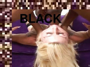 Pretty blonde fucked hard by a big black cock