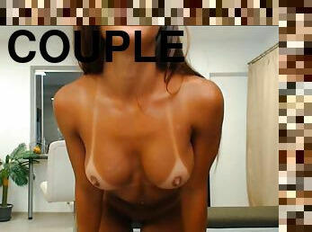 Tanned babe gets fucked and makes her partner cum.