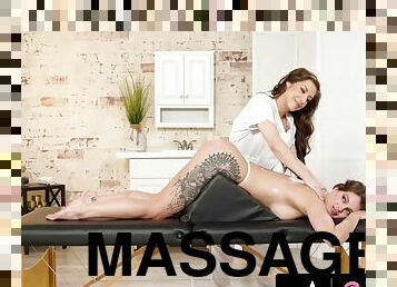 Stacked Tattooed Babe Maddy May And Her Bestie Get Dirty During Massage Training P1