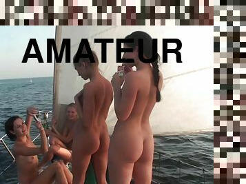 Perfect amateur sluts gets very naughty on yacht