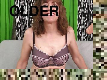 Older Slut Babe Morgan vs Dildo Machine