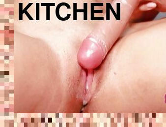 Peruvian Teen Kitchen dildo masturbation