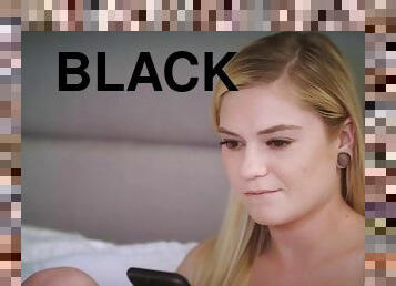 Blonde college slut rides a big black cock