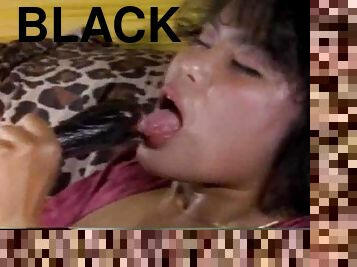 Plastic snake and black cock for her