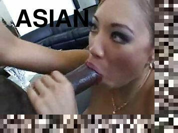 Big tit Asian fucked in the ass and gets a facial