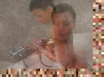 Babe with short hair fucked in the tub