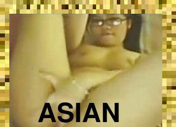 Asian in glasses fingering her wet pussy 2