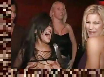 Two sexy girls have sex with two dudes they meet in a club