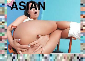 Asian babe Asa Akira looks sexy in this hot gonzo solo!