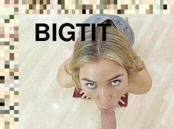 Blonde slut really loves deepthroating big fat cocks