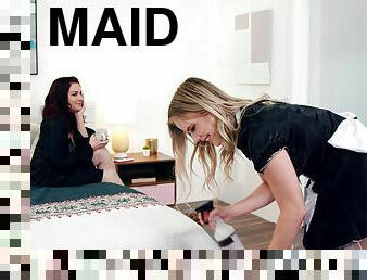 Maid gets intimate with lesbian female in hotel room