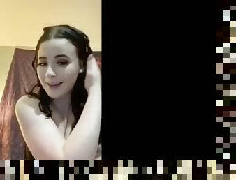Chubby Busty White Girl Playing with her Tits on Webcam