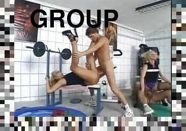 Orgy in the gym with horny whores