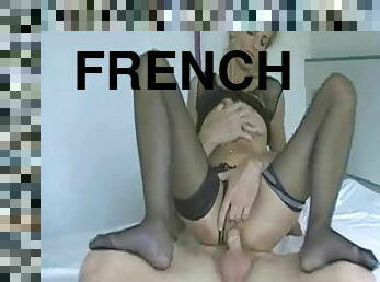 French milf in black stockings suck and screw