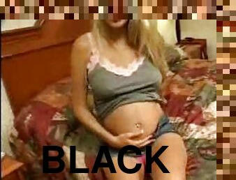 Cute pregnant white girl taking black dong