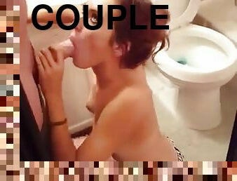 Super horny brunette slut getting pussy fucked hard in bathroom