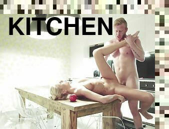 Hardcore fucking on the kitchen table with Czech babe Karol Lilien