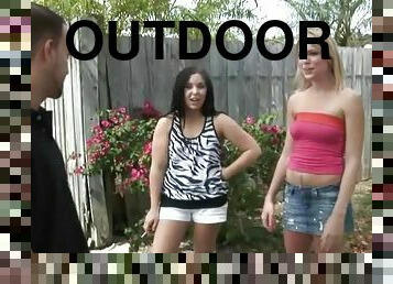 Outdoors FFM threesome with sexy Joscylin Brooks & Reese Richards