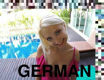 German hot blonde skinny teen in holiday