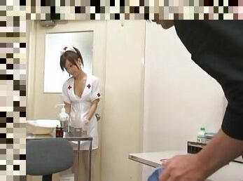 POV video of Japanese nurse Minami Kojima giving a blowjob