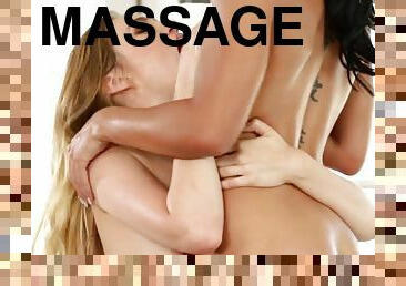 Massage leads babes to passionate lesbian moments