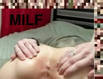 Close up of hot milf playing with ass and pussy