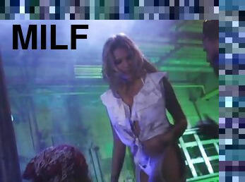 Seductive blonde chick Anna Nova takes a part in MMF threesome