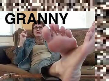 granny, pieds, américaine