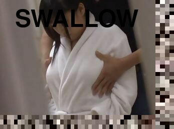 Girl swallows big dick