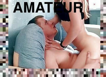 amatir, blowjob-seks-dengan-mengisap-penis, cumshot-keluarnya-sperma, penis-besar, manis, cowgirl-posisi-sex-wanita-di-atas-pria, berambut-cokelat