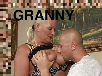 Fat blonde granny hasn't been fucked properly in ages