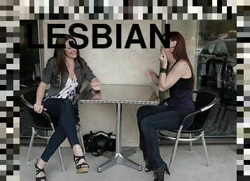 A lunch date with three girls turns into a lesbian threesome in a garage