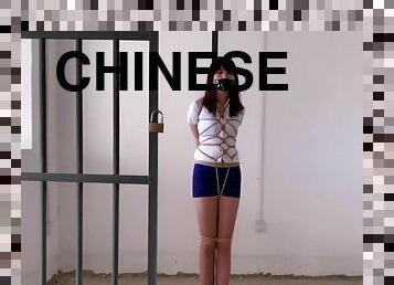 asiatique, bdsm, bâillonnement, chinoise, bondage, prison-prison, brunette