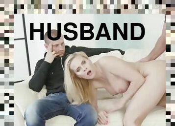 Sexy and horny swinger wives enjoy their yummy pussies getting fucked from behind in doggy style while cuck husbands watching