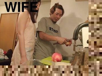 Horny housewife gets fucked in the kitchen - Emiri Suzuhara
