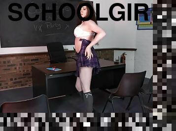 Schoolgirl does a dirty dance as she strips for you