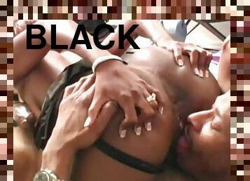 Slender black girl with big black meat dude
