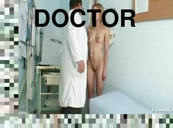 médecin, ados, blonde, douce, examen-gyno