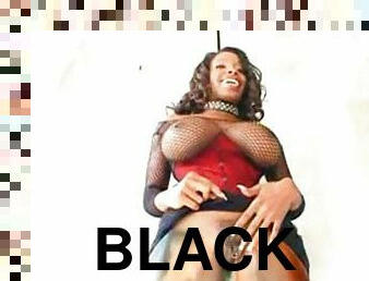 Black chick with stunning tits rides black cock