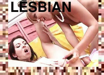 Saucy lesbian duet enjoy fucking in the garden